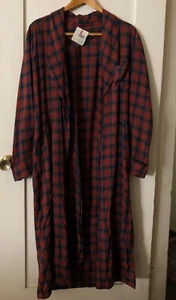 VINTAGE ROBES BY Stafford ROBE Floor Length RED Plaid Smoking Jacket Gown - Picture 1 of 3