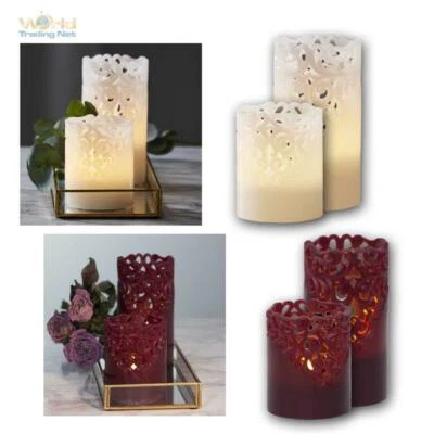 LED Echtwachs-Kerze "CLARY" mit Timer, Wachs-Kerzen flackernd, Rankendesign edel - Bild 1 von 4