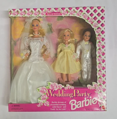 Juego de lujo para fiesta de boda 1994. Muñecas Barbie, Stacie y Todd Mattel #13557 Foto 1 de 4