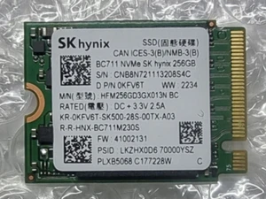 SK Hynix BC711 256GB NVMe PCIe M2 2230 SSD HFM256GD3GX013N BC D P/N 0KFV6T Dell - Bild 1 von 1