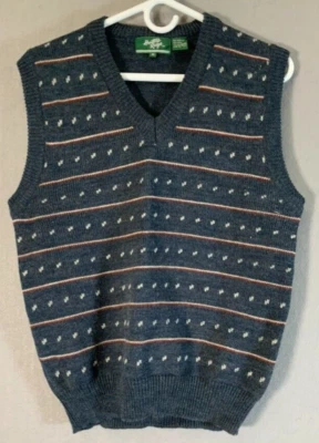 Vintage Hunters Ridge Men's  V-Neck Sweater Vest  Blue Size M Wool Blend grandpa - Image 1 of 4