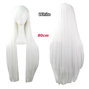 White Long Straight Women Cosplay Costume Party Hair Anime Wigs Full Hair Wig - Picture 1 of 2
