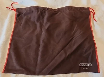 Bolsa protectora contra el polvo COACH bolsa de almacenamiento marrón con cordón de borde rojo 13" x 15" Foto 1 de 4