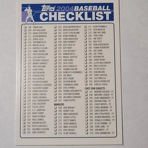 2004 Topps Checklist Blue #2 #209-367 Rookies, Inserts, Managers, Rodriquez Sosa - Picture 1 of 2