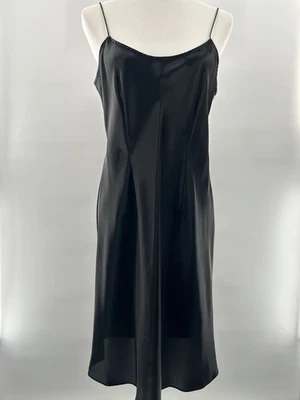 Vestido sin Mangas Adrianna Papell Y2K Mujer 10 Negro Romántico Satén Camisón Atemporal Foto 1 de 4