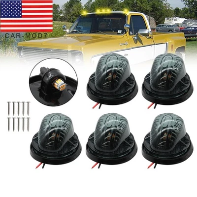 5Pcs For 73-87 Chevy GMC C/K Series Roof Top Cab Lights Smoked Marker + 194 LED - Image 1 of 4