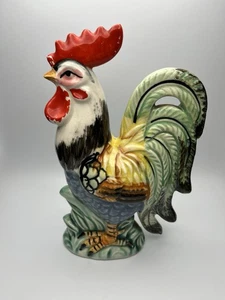 Vintage Keramik 7" bemalt Hahn Huhn Henne Bauernhof Tier Vogel Landhaus Kern MCM - Bild 1 von 6