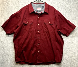 Wrangler Heavy Weight Work Shirt 2XL Red Button Up Short Sleeve - Picture 1 of 9