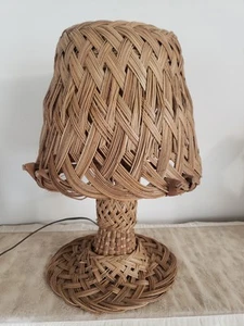 Vintage Natural Wicker Table Lamp 16” - Picture 1 of 9