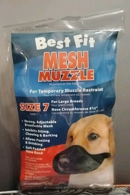 Bozal de malla para perro Best Fit talla 7 Lg negro fácil de poner suave fuerte ajuste calidad * Foto 1 de 4