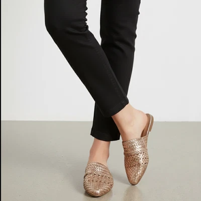 Mules Sam Edelman Tully de cuero tejido para mujer 6,5 oro rosa metalizado planos Foto 1 de 4