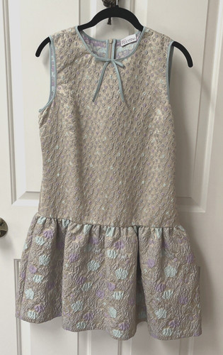 Abito Valentino rosso taffettà fantasia floreale pastello vita bassa taglia 44