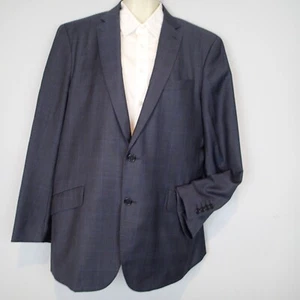 Wilfred Newman Custom Tailored 40/42 Blue Windowpane Plaid Blazer Jacket - Picture 1 of 19