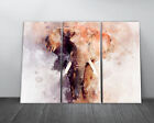 African Elephant Abstract Watercolour Canvas Print Framed Wall Art Picture 