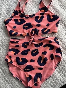 Target Art Class Leopard Kids Swimsuit 1-Piece Girls Size L 10/12 Adjustable Tie - Picture 1 of 8