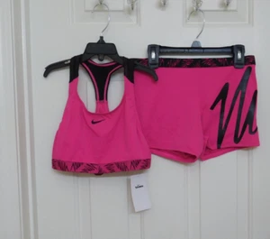 NWT 2pc Nike Dark Pink Black Boy Shorts Swimsuit sz Medium Large or XL - Picture 1 of 2