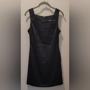 Vintage City Triangles Y2K Mini Dress Size S Black Whimsigoth 90s Square Neck - Picture 1 of 13