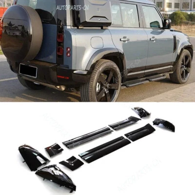 Para Land Rover Defender 110 2020-2024 Panel de puerta exterior negro moldura faldones laterales Foto 1 de 4