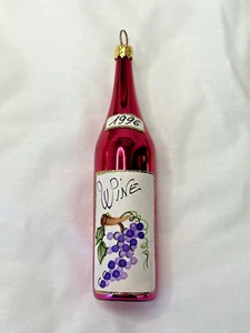 VTG Christopher Radko CABERNET Wine Bottle Glass Christmas  Ornament 1997 - Picture 1 of 6