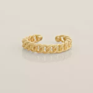 14K REAL Solid Gold Chain Thick Minimalist Ear Cuff Ring Cartilage No Piercing - Picture 1 of 13