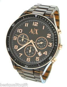 NEW ARMANI EXCHANGE BROWN,BRONZE ACRYLIC,ROSE GOLD CHRONOGRAPH WATCH-AX5105 - Picture 1 of 1