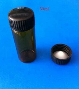 10pcs 30ml Brown Empty nice sealed Glass Bottles & Black Plastic Lid - Picture 1 of 3