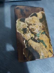 Antique Papier Mache Lacquer Box Hand Painted Butterflies - Girl with dog - Picture 1 of 4