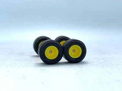 R448 Hotwheels 1/64 真骑手 # Drag Deep Dish 黄色 12.5 毫米中号橡胶轮胎 — 第 1/4 张图片