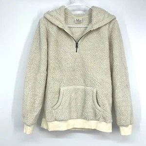 Hanna Anderson Pullover Sweater Kids Size 120 Beige Faux Fur Sherpa Hoodie Zip - Picture 1 of 8