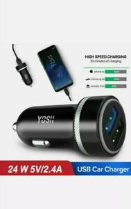 YOSH Fast Car Charger Adapter 4.8A Dual Port USB Cigarette Socket Charger iPhone