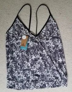 prAna Ernest Tank Top - NWT- Black and White Leaf Print - Large L Yoga Workout - Picture 1 of 6
