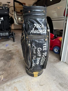 Vintage Black Leather Wilson Golf Bag w Plush Shoulder Strap Cover, NICE quality - Picture 1 of 5