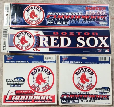 Vintage Wincraft Boston Redsox 2004 World Series Champions Decal Lot of 4 - MLB - Image 1 of 4