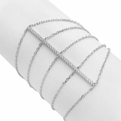 Sterlingsilber Cz Steine 56 MM Stangen Multi Ketten Armband - Bild 1 von 2