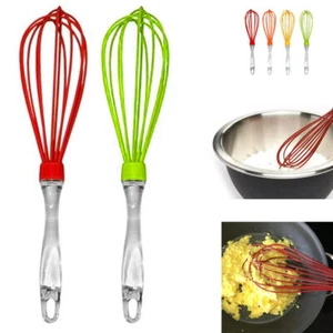 2 Pc Silicone Coated Whisk Egg Beater Non Scratch Sturdy Blender Balloon Kitchen - Picture 1 of 1