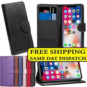 For iPhone 16 15 14 13 12, Mini, Pro Max, Leather Flip Card Wallet Case Cover - Picture 1 of 15