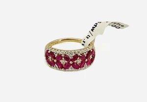 Anillo de boda de oro 14 K, aniversario de diamantes, talla 7 - Imagen 1 de 4