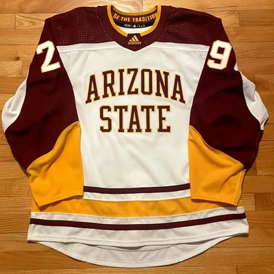 Camiseta deportiva de hockey retro usada en juegos Adidas MiC de Arizona State NCAA talla 58 Knierim Foto 1 de 4