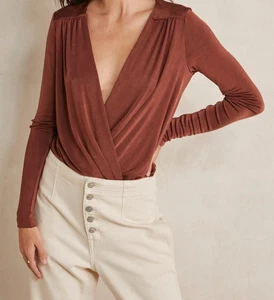 NWT Free People Intimately Turnt Bodysuit Ginger Spice Plunge V-Neck Size XS - Picture 1 of 8