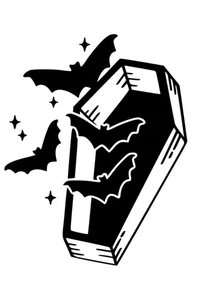Coffin  Bats Vampire Gothic  Vinyl Decal Sticker Choose Size and Color     - Bild 1 von 4