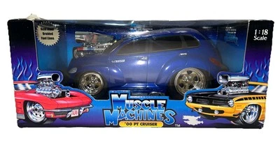 * 1:18 DieCast New Muscle Machines Blue Chrysler '00 PT Cruiser' Cali Too Hot - Image 1 of 4