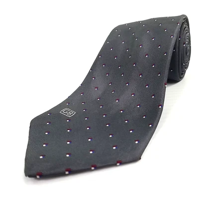 Vtg Geoffrey Beene Luxury Narrow Tie Gray Foulard Silk Blend Necktie 55" x 3.25" - Image 1 of 4