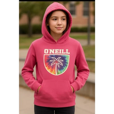 O’Neill Girls’ Medium Fleece Hoodie Pink Azalea Pullover Sweatshirt NEW - Image 1 of 4