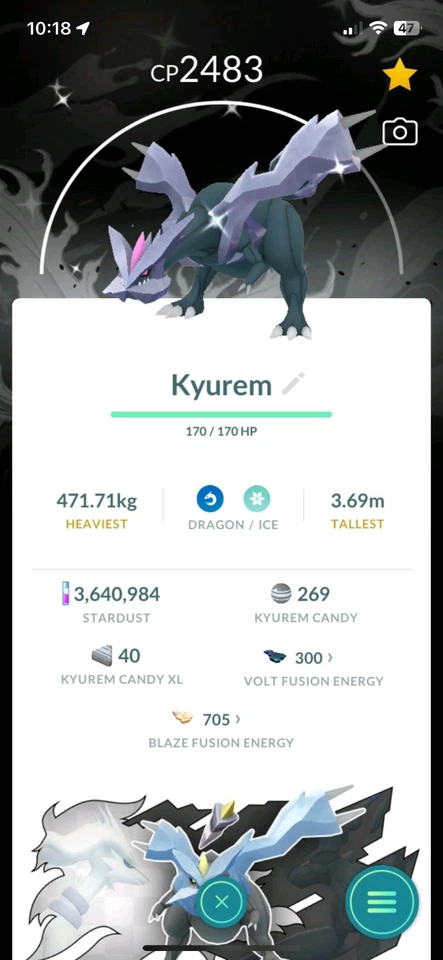 Shiny Kyurem Black Background - Pokémon Trade Go - Image 1 of 1