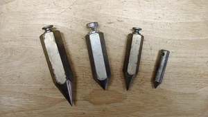 4 Vintage Unbranded Steel Plumb Bobs,Including 12oz,8.1oz,5.2oz,& 1.6oz,VGC,L@@K - Picture 1 of 8