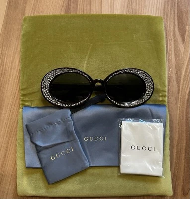 Óculos de sol Gucci Hollywood Forever GG0618S armação oval cravejada 54-22-140 - Imagem 1 de 4