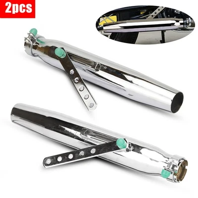 2Pcs 17" Motorcycle Exhaust Tail Pipe Muffler For Cafe Racer Bobber Chopper - Image 1 of 4