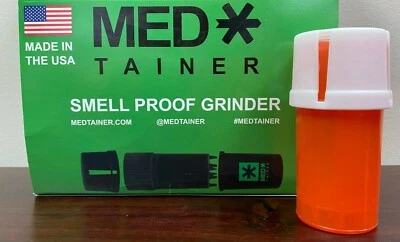 Medtainer Child Resistant Smell Proof Storage & Grinder Orange W/ White Cap  - Image 1 of 2