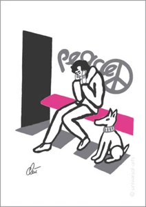 JACQUELINE DITT - Peace - Cyclam A3 sign.ltd.Original Druck Grafik Frieden Hund - Bild 1 von 2