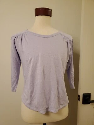 Wrap London Light Purple Linen Tee W/Gathered Shoulder Sz US4/UK8 - Image 1 of 4